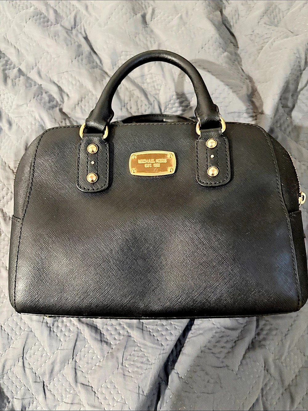 Michael Kors Emmy Large Saffiano Leather Dome Satchel Black